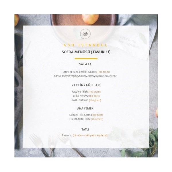 Sofra Menüsü TAVUKLU