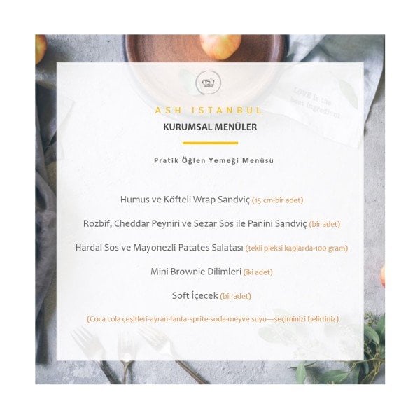 Pratik Öğlen Yemeği Menüsü